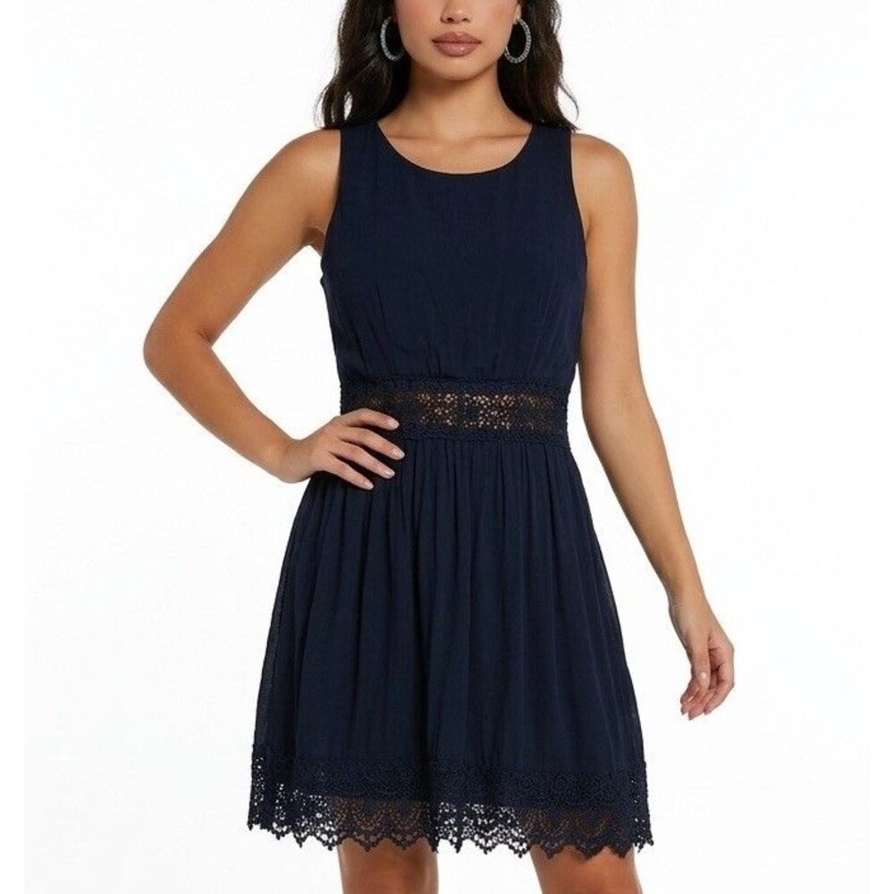 Xhilaration Dress Size L Womens Black Lace Sleeveless Lined